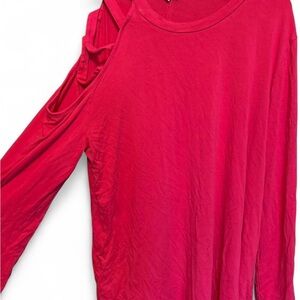 Cato Vibrant Pink Cold Shoulder Long Sleeve Top